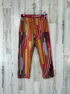 Vintage Women’s Colorblock Vertical Multicolor Capris Stripes in Red & Yellow
